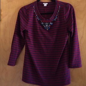 J. Crew small long sleeve shirt top rhinestone